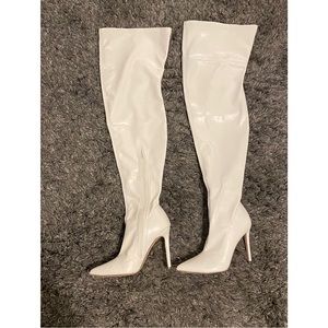 white thigh high boots